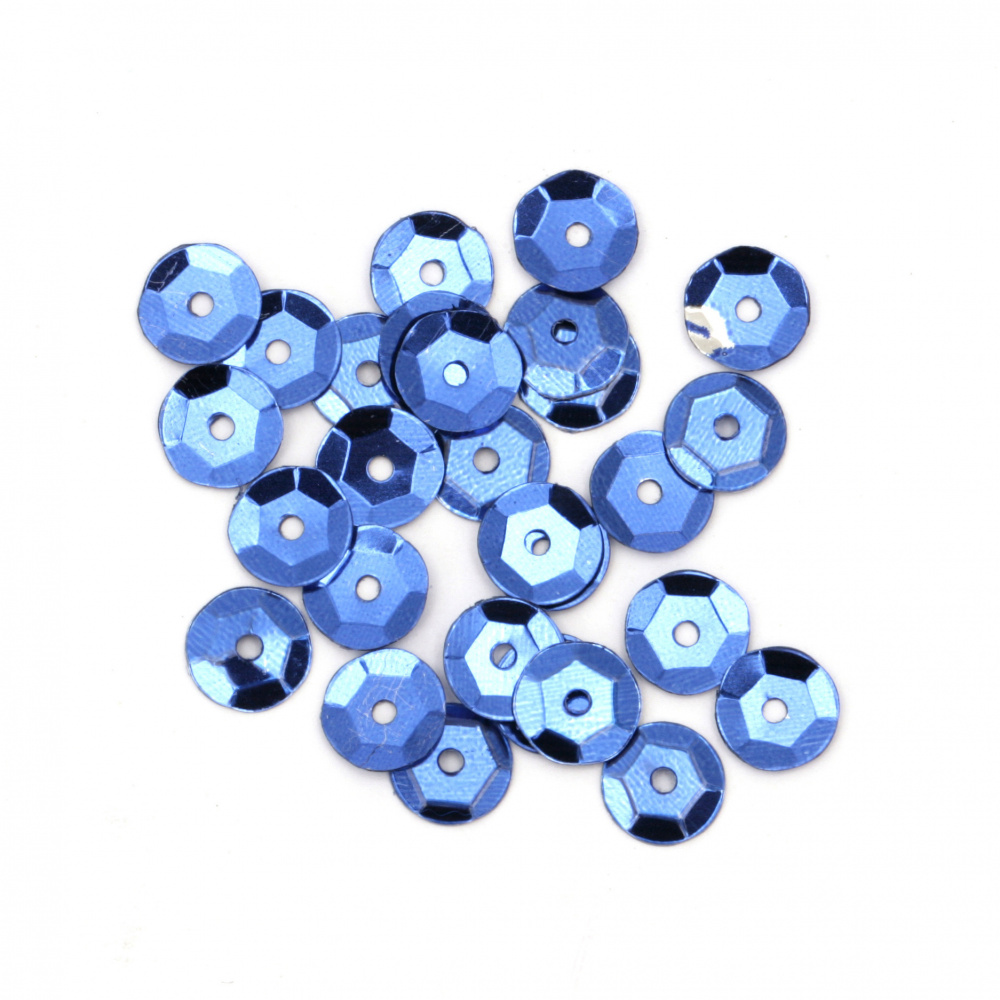 Sequins round 7 mm blue -20 grams