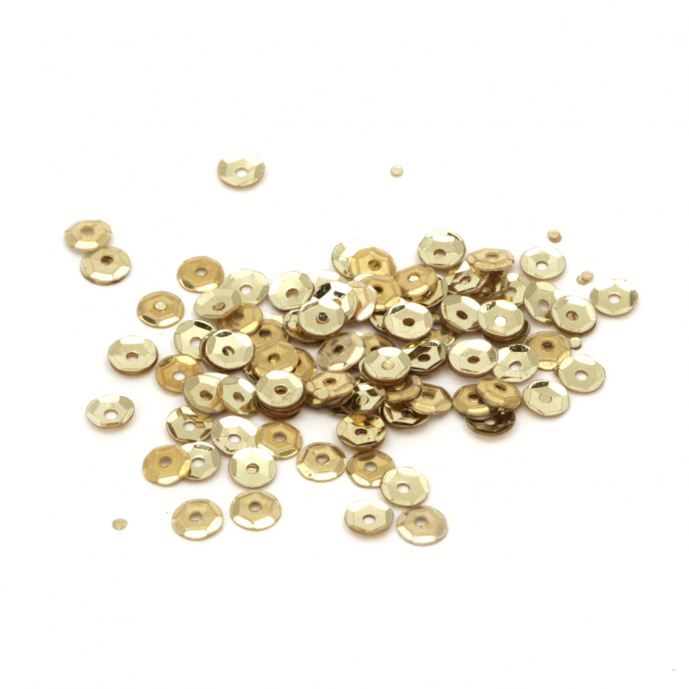 Round Cup Sequins for DIY Decoration / 4 mm / Old Gold - 20 grams