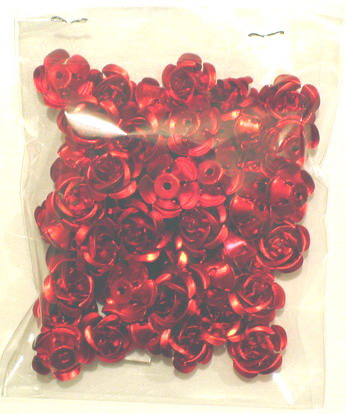 Trandafir metalic 15x9 mm roșu -50 bucăți