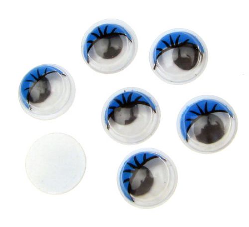 Мърдащи очички с мигли 8 мм цвят син -50 броя