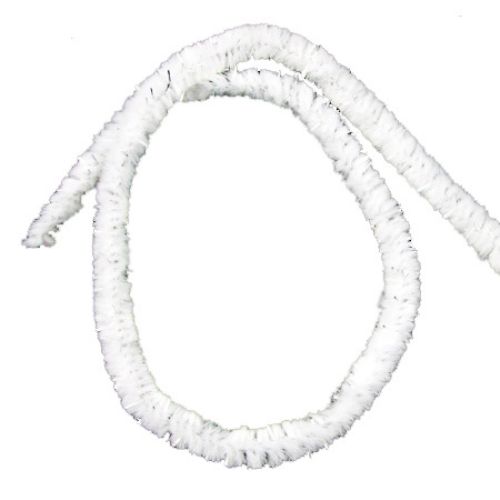 Телени пръчки с ламе цвят бял -30 см -10 броя