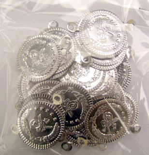 Monedă metalică 24 mm argint cu inel -50 bucăți
