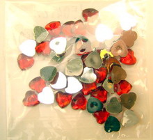 Акрилни камъни за лепене сърца 6x6 мм цвят червен -50 броя