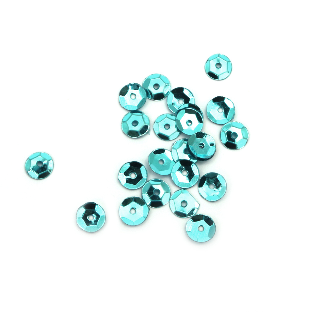 Round Cup Sequins / 6 mm / Light Blue - 20 grams 
