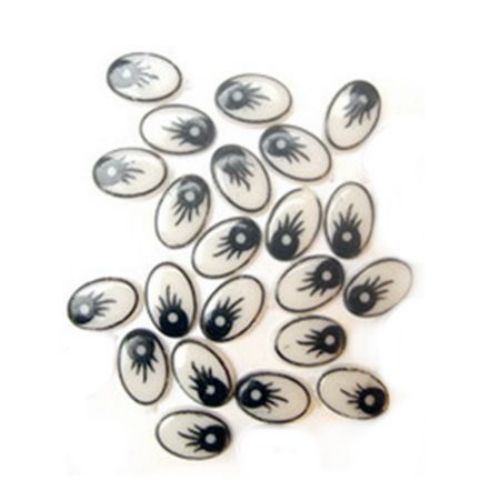 Painted Eyes for Decorations, DIY Crafts Handmade Accessories 8x11 mm  black and white - 50 pieces