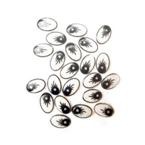 Painted Eyes for Decorations, DIY Crafts 8x11 mm black and white - 50 pieces