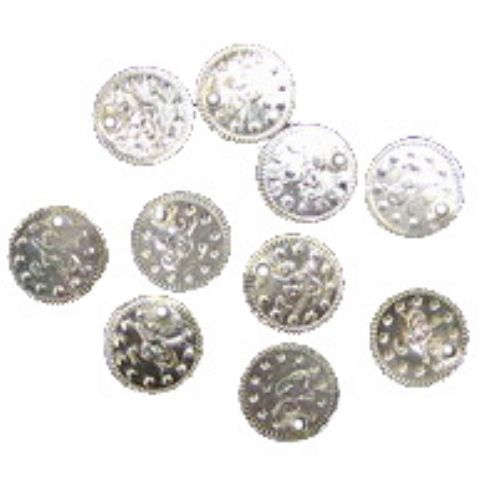 Metal Coin, DIY Clothes, Decorations, Jewelry 11 mm silver -50 pieces