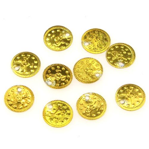 Metal Coin, DIY Clothes, Decorations, Jewelry 11 mm gold -50 pieces