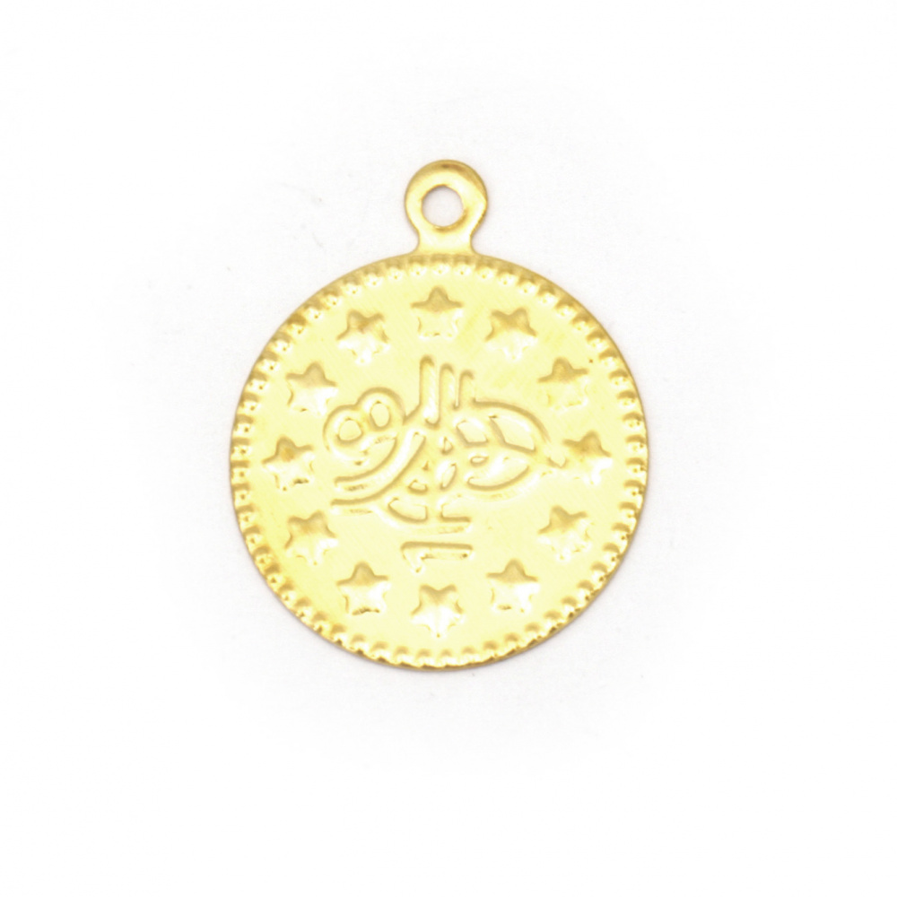 Metal Coin, DIY Clothes, Decorations, Jewelry 15 mm gold with a ring - 50 pieces