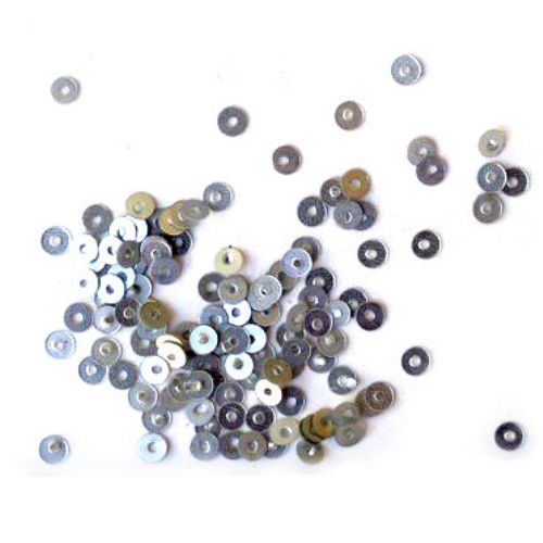 Loose Sequins Beads for Sewing, Dress Decoration, Wedding, Craft, Scrapbooking round 3 mm flat silver - 20 grams