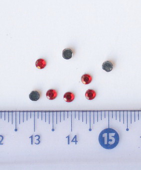Acrylic stone for gluing 3 mm round red transparent faceted -200 pieces