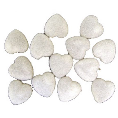 Heart half with moss -14 mm white -50 pieces