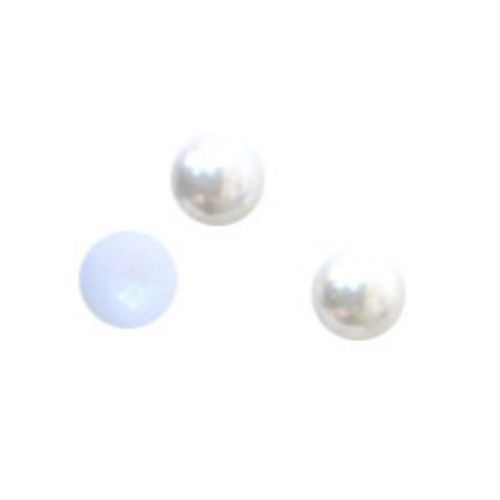 Plastic Half Pearls for Wedding Accessories, Jewelry, Scrapbook / 6 mm / White - 100 pieces