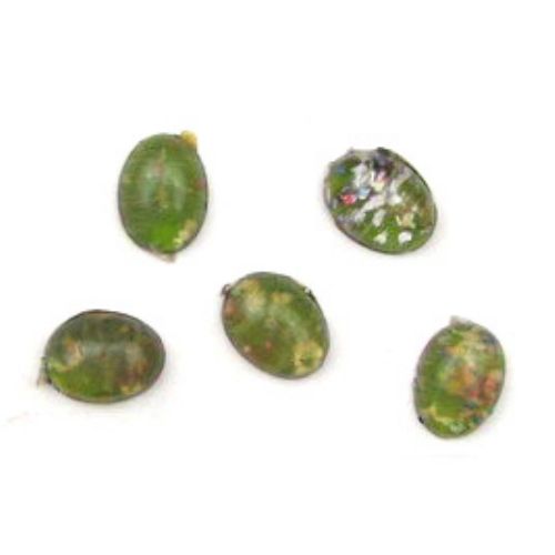 Cabochon plastic oval 13x18 mm green light -5 pieces