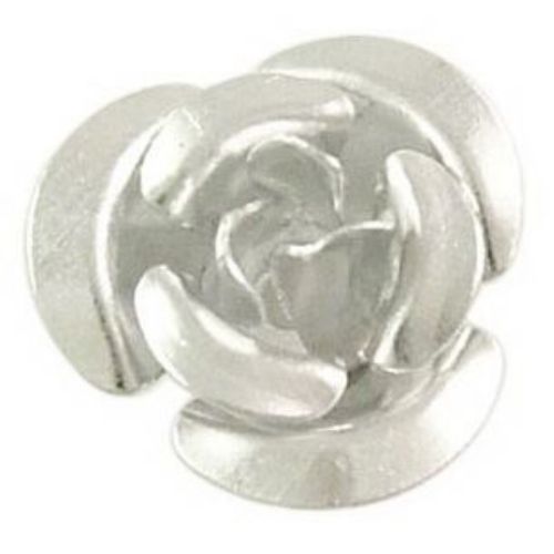 Rose 6x4.5 mm hole 1 mm aluminum white -100 pieces