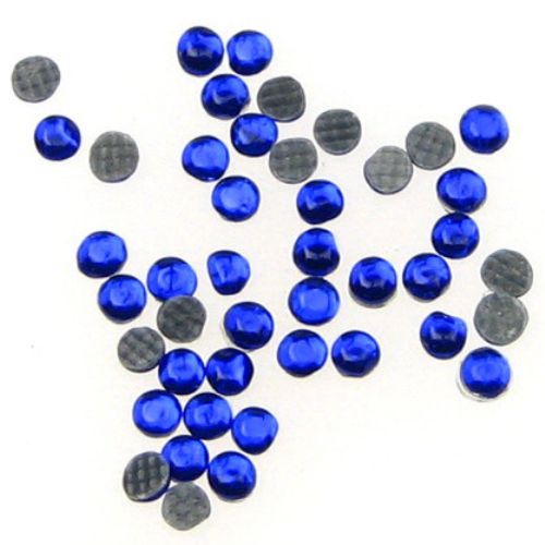 Στρόγγυλα θερμοκολλητικά στρας, γυάλινα 1,6 mm σκούρο μπλε 2 γραμμάρια ~ 500 τεμάχια