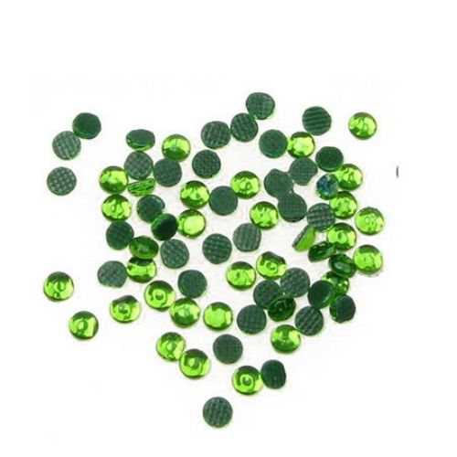 Стъклени камъчета с лепило 2.2 мм цвят светло зелен 2 грама ~210 броя