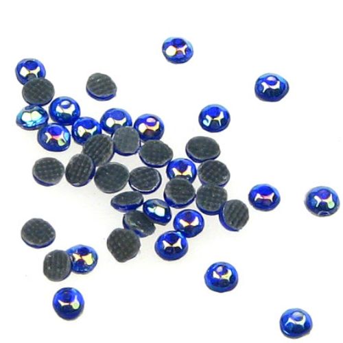 Стъклени камъчета с лепило 2.2 мм цвят дъга синьо 2 грама ~210 броя