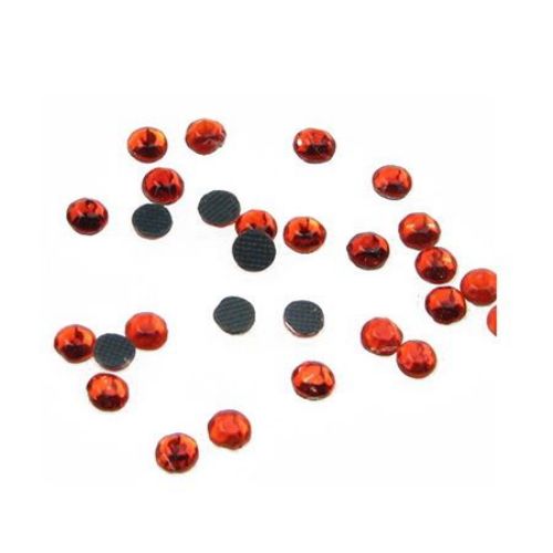 Стъклени камъчета с лепило 3 мм цвят оранжев 2 грама ~90 броя