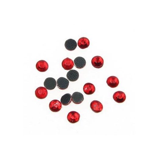 Стъклени камъчета с лепило 3 мм цвят червен 2 грама ~90 броя