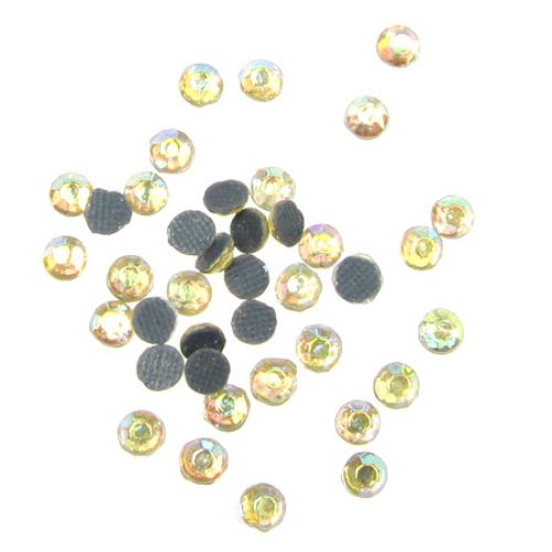 DIY Self-Adhesive Glass Rhinestone, Crystals, Decorations, Clothes, Craft 3 mm rainbow yellow 2 grams ~ 90 pieces