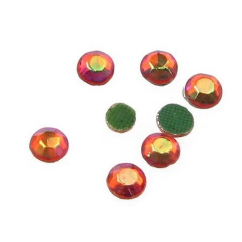 Стъклени камъчета с лепило 4.3 мм цвят дъга оранжева 2 грама ~38 броя