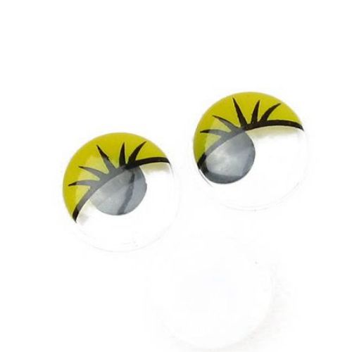 Wiggle Eyes with eyelashes for Decorations, DIY Crafts Handmade Accessories 15 mm yellow - 50 pieces