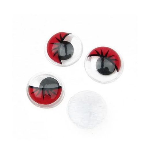 Wiggle Eyes with eyelashes for Decorations, DIY Crafts Handmade Accessories 10 mm,  red - 50 pieces