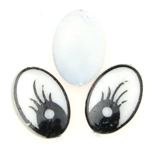 Painted Eyes for DIY Craft Projects / 13x19 mm / White and Black - 10 pieces