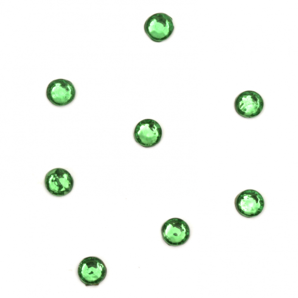 Στρόγγυλα θερμοκολλητικά στρας, γυάλινα 4 mm πράσινο 2 γραμμάρια ± 60 τεμάχια