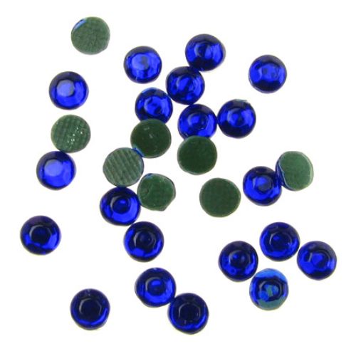 Στρόγγυλα θερμοκολλητικά στρας, γυάλινα 3 mm μπλε σκούρο 2 γραμμάρια ~ 90 τεμάχια