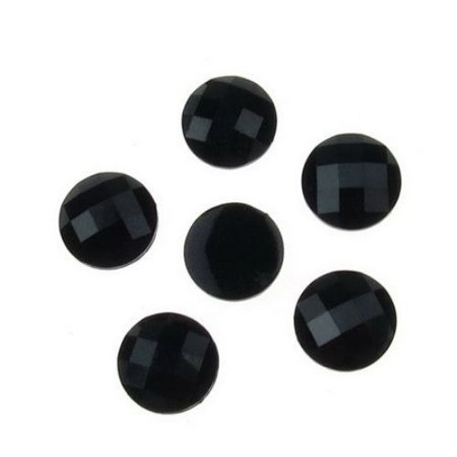 Акрилни камъни за лепене тип кабошон 10 мм кръг цвят черен -10 броя