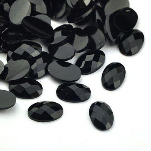 Ακρυλικές πέτρες για κόλλημα 6x4x1 mm οβάλ μαύρο χρώμα -200 τεμάχια