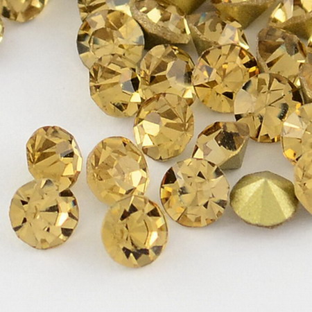 Кристални камъни за вграждане кръг 3.8~4.0 мм цвят злато -100 броя