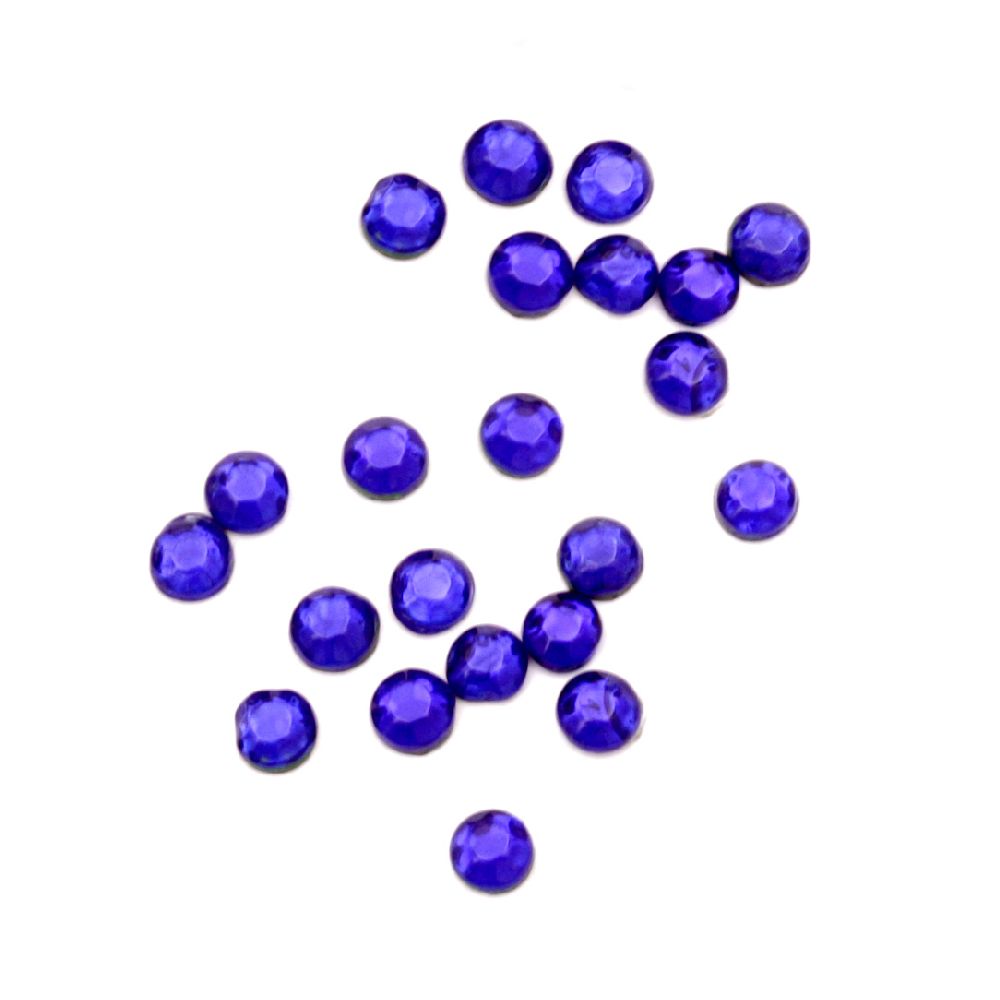Стъклени камъчета с лепило 2 мм цвят син 2 грама ~250 броя