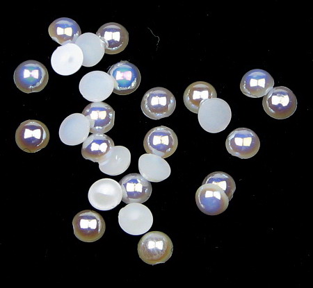 Decorative Flat Back Pearls / 4x2 mm / White RAINBOW - 250 pieces