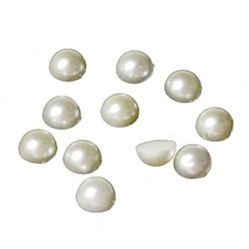 Cabochon Pearls, Half Round for Gluing, DIY, Clothes, Jewellery 6x3 mm white -100 pieces