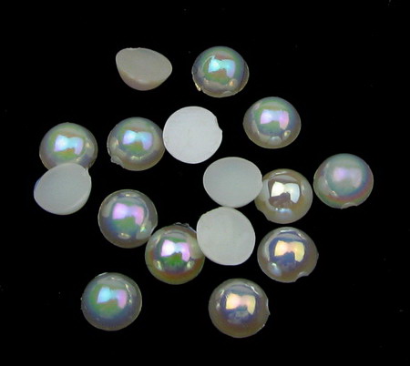 Half-sphere beads, 6x3 mm, champagne rainbow color - 100 pieces