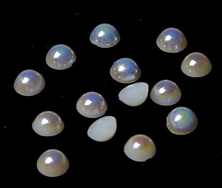 Cabochon Pearl Beads for Fashion Accessories Decoration / 6x3 mm / White RAINBOW - 100 pieces