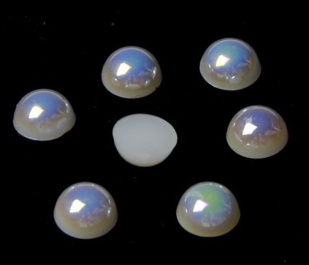 Plastic Half Pearls for DIY Craft Projects / 8x4 mm / White RAINBOW - 100 pieces