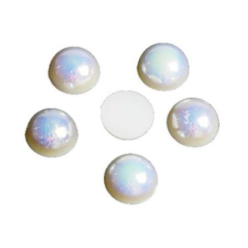 Decorative Half Pearls for Craft and Art / 12x6 mm / White RAINBOW - 20 pieces