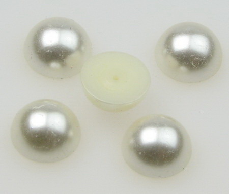 Cabochon Pearls, Half Round for Gluing, DIY, Clothes, Jewellery14x7 mm white -20 pieces