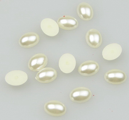 Oval Cabochon Pearl Beads / 6x8x3 mm / Champagne - 100 pieces