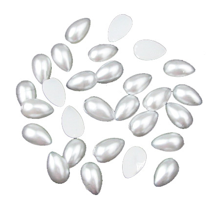 Perla emisferă 8x6x3 mm  forma  picătură  culoare alb -100 bucăți