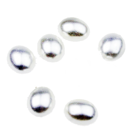 Oval Cabochon Pearl Beads /  10x12 mm / White - 50 pieces