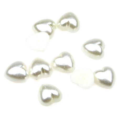 Cabochon Pearl Beads, Half Round for Gluing, DIY, Decoration, Scrapbooking, Decoupage heart 8 mm -50 pieces