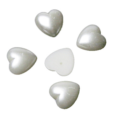 Cabochon Pearl Beads, Half Round for Gluing, DIY, Decoration, Scrapbooking, Decoupage heart 12x5 mm -20 pieces