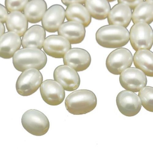 Перла естествена 5~6x4.5~5 мм дупка 0.8 мм клас ААА бяла -4 броя