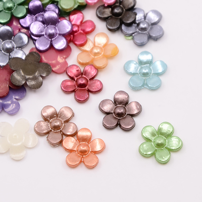 Перли за лепене цвете 11x2 мм цвят микс -50 броя
