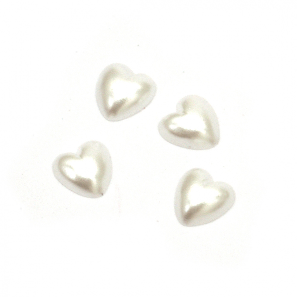 Καρδιά πέρλα ημισφαίριο 5x5x2 mm χρώμα λευκό - 100 τεμάχια
